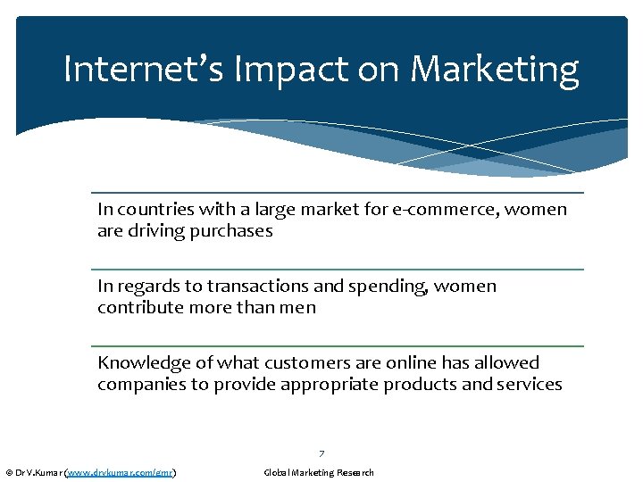 Internet’s Impact on Marketing In countries with a large market for e-commerce, women are