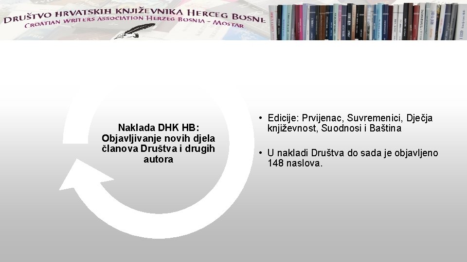 Naklada DHK HB: Objavljivanje novih djela članova Društva i drugih autora • Edicije: Prvijenac,