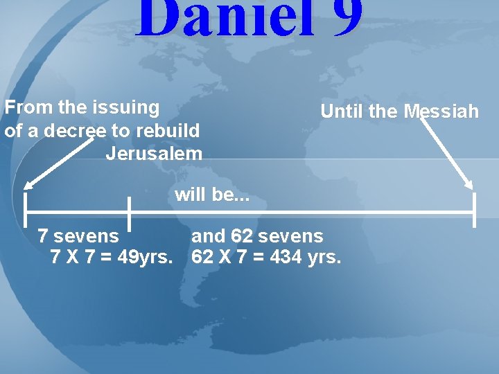 Daniel 9 From the issuing of a decree to rebuild Jerusalem Until the Messiah