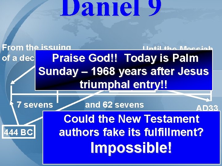 Daniel 9 From the issuing Until the Messiah of a decree to rebuild. God!!