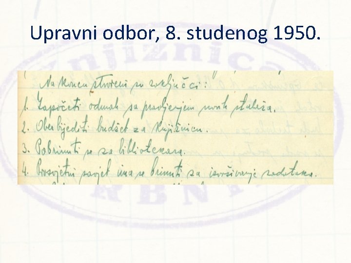 Upravni odbor, 8. studenog 1950. 