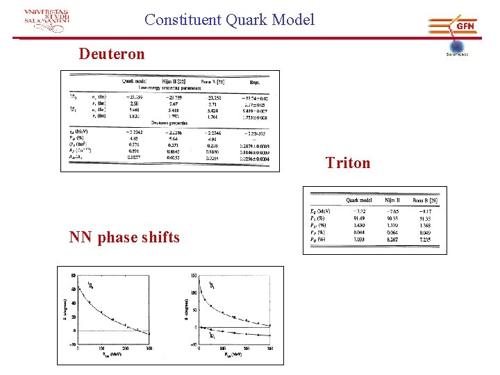 Constituent Quark Model Deuteron Triton NN phase shifts 