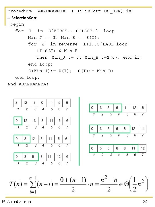 procedure AUKERAKETA ( S: in out OS_SEK) is -- Selection. Sort begin for I