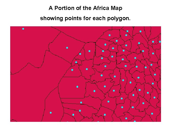 A Portion of the Africa Map showing points for each polygon. 