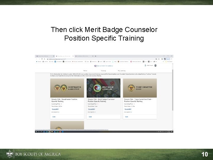 Then click Merit Badge Counselor Position Specific Training 10 