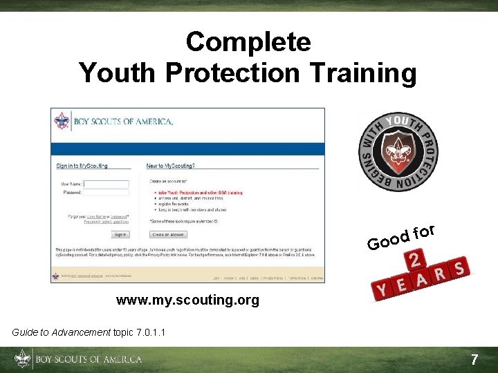Complete Youth Protection Training r d fo o o G www. my. scouting. org