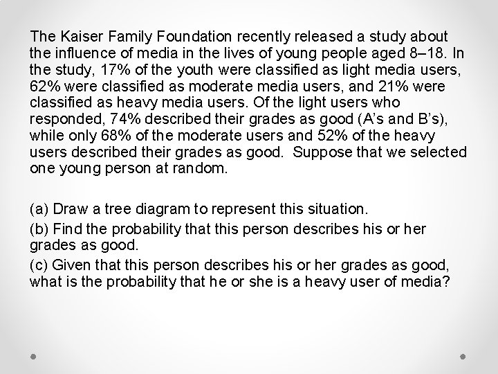 The Kaiser Family Foundation recently released a study about the influence of media in