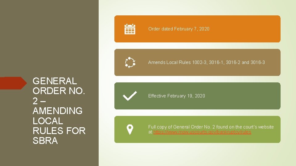 Order dated February 7, 2020 Amends Local Rules 1002 -3, 3016 -1, 3016 -2