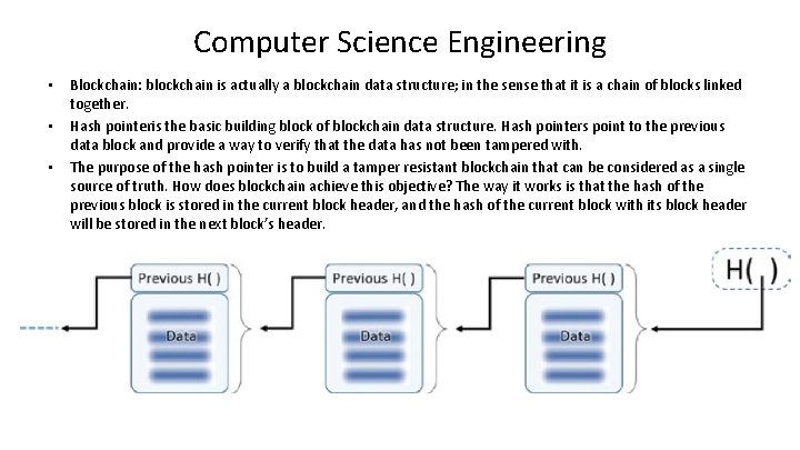 Computer Science Engineering • • • Blockchain: blockchain is actually a blockchain data structure;