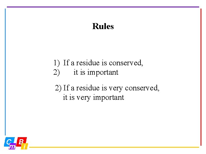 Rules 1) If a residue is conserved, 2) it is important 2) If a