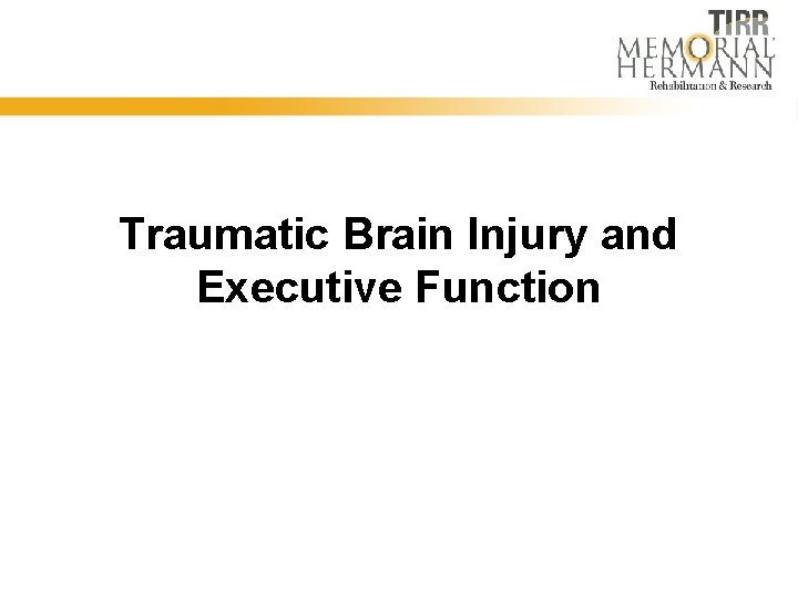 Traumatic Brain Injury and Executive Function 