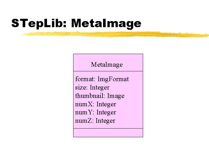 STep. Lib: Meta. Image format: Img. Format size: Integer thumbnail: Image num. X: Integer