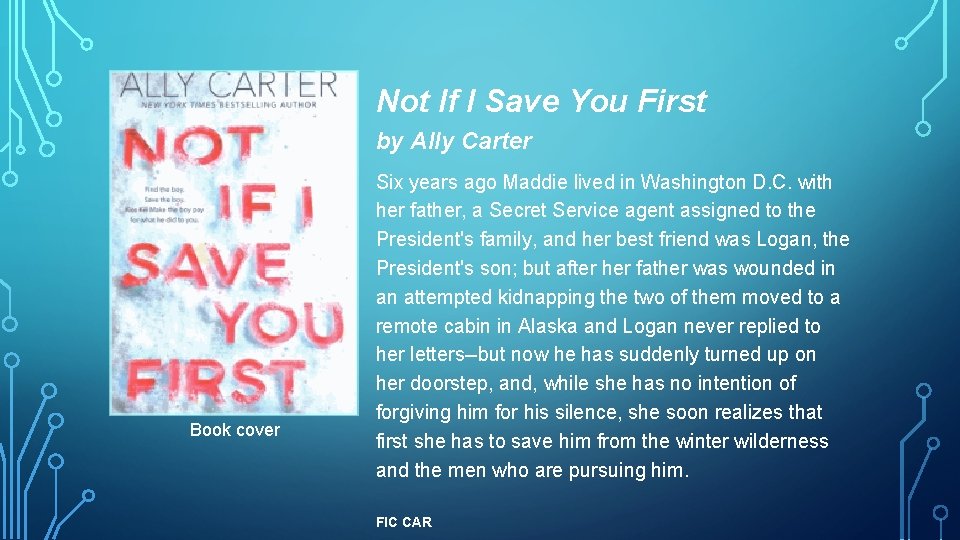 Not If I Save You First by Ally Carter Book cover Six years ago