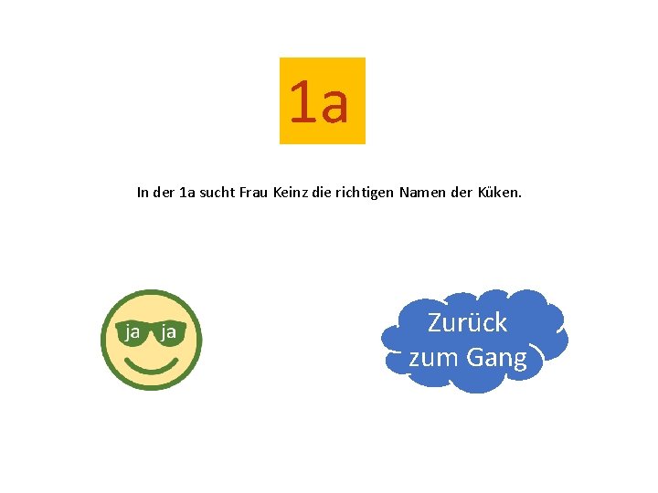 1 a In der 1 a sucht Frau Keinz die richtigen Namen der Küken.