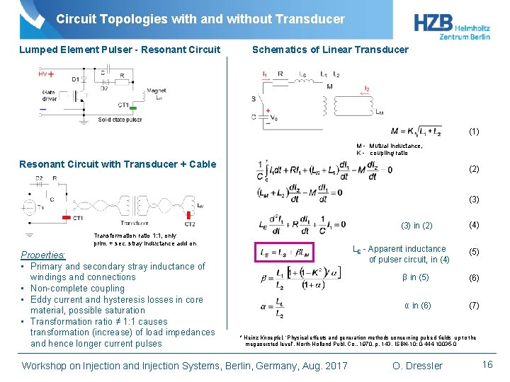 Circuit Topologies with and without Transducer Lumped Element Pulser - Resonant Circuit Schematics of