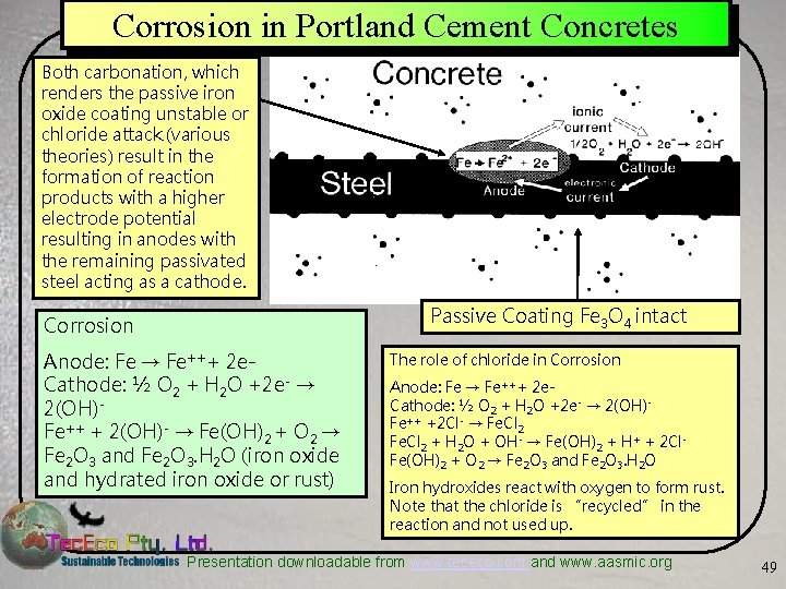 Corrosion in Portland Cement Concretes Both carbonation, which renders the passive iron oxide coating