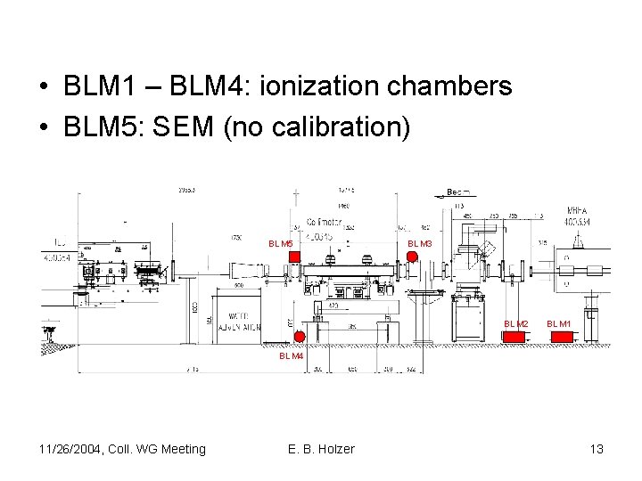  • BLM 1 – BLM 4: ionization chambers • BLM 5: SEM (no
