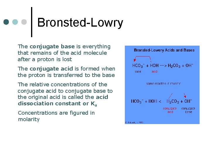 Bronsted-Lowry The conjugate base is everything that remains of the acid molecule after a