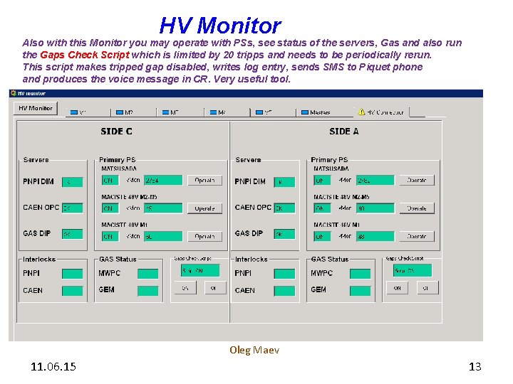 HV Monitor Also with this Monitor you may operate with PSs, see status of