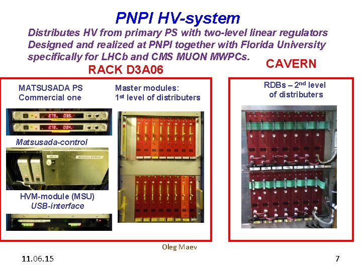 PNPI HV-system Distributes HV from primary PS with two-level linear regulators Designed and realized