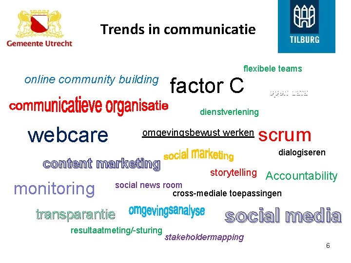 Trends in communicatie online community building flexibele teams factor C open data dienstverlening webcare