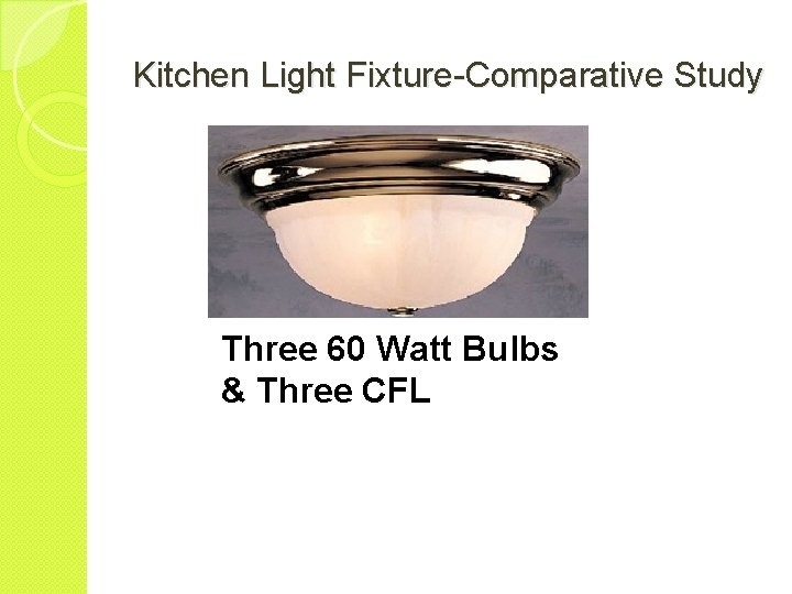 Kitchen Light Fixture-Comparative Study Three 60 Watt Bulbs & Three CFL 