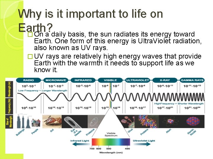 Why is it important to life on Earth? � On a daily basis, the