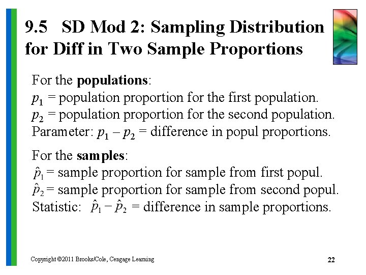 9. 5 SD Mod 2: Sampling Distribution for Diff in Two Sample Proportions For