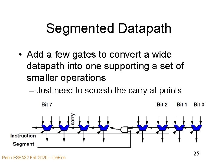 Segmented Datapath • Add a few gates to convert a wide datapath into one