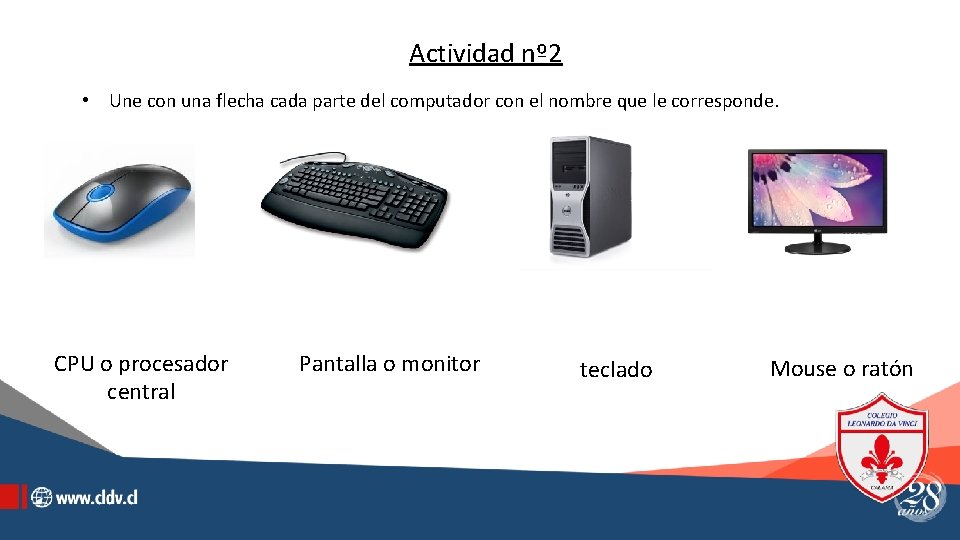 Actividad nº 2 • Une con una flecha cada parte del computador con el