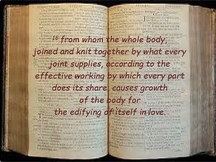 16 from whom the whole body, joined and knit together by what every joint