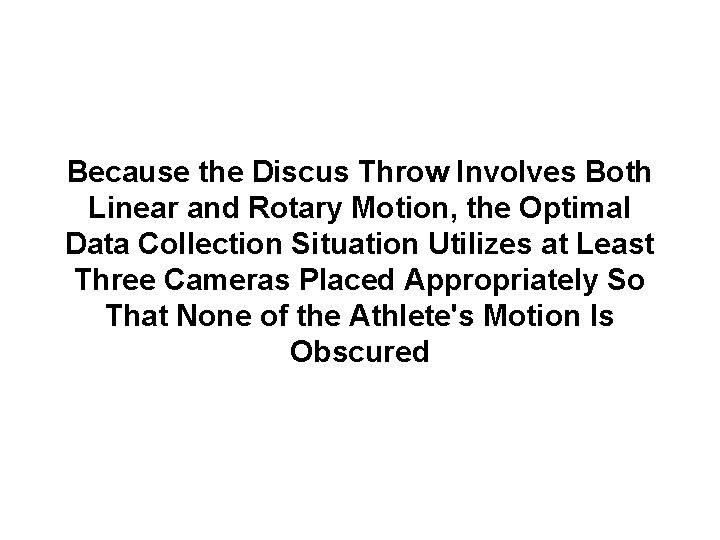 Because the Discus Throw Involves Both Linear and Rotary Motion, the Optimal Data Collection