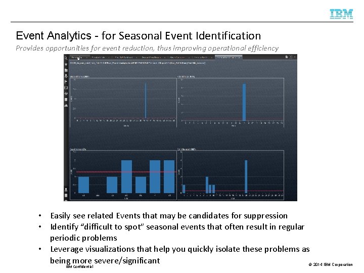 Event Analytics - for Seasonal Event Identification Provides opportunities for event reduction, thus improving