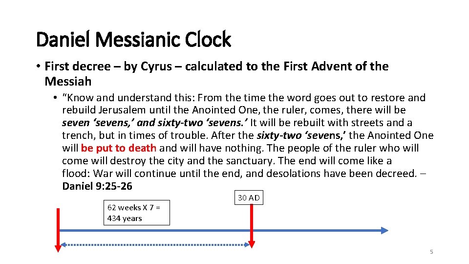 Daniel Messianic Clock • First decree – by Cyrus – calculated to the First