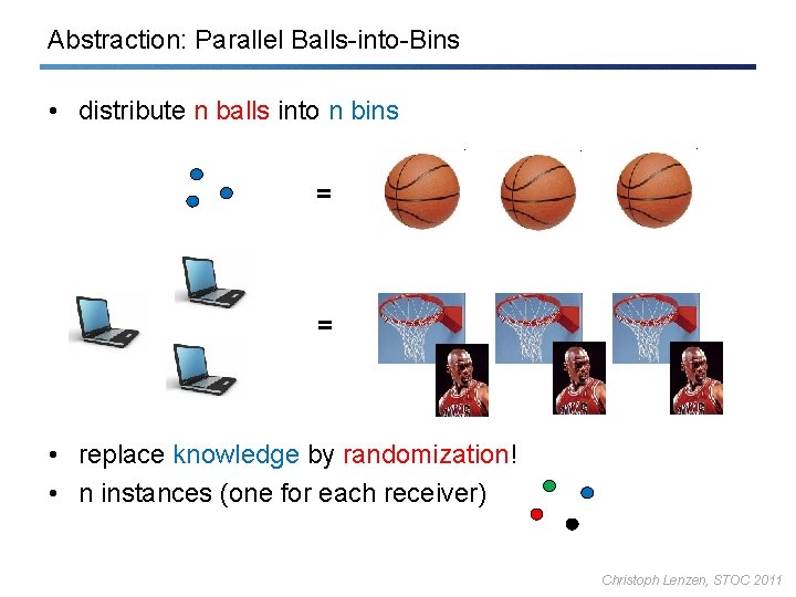 Abstraction: Parallel Balls-into-Bins • distribute n balls into n bins = = • replace