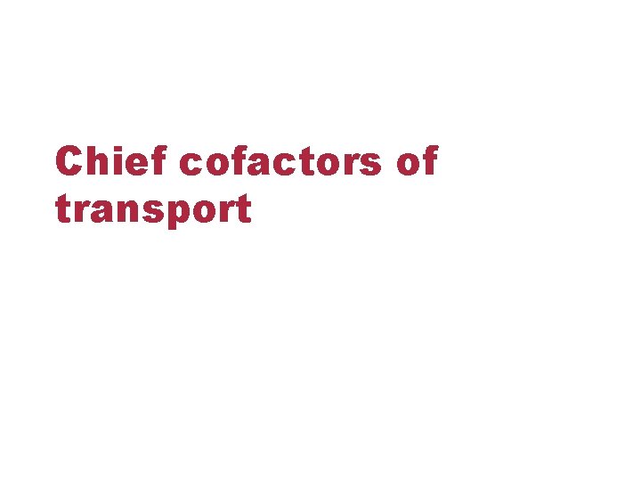 Chief cofactors of transport 