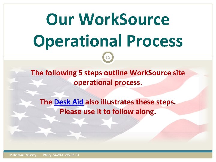 Our Work. Source Operational Process 15 The following 5 steps outline Work. Source site