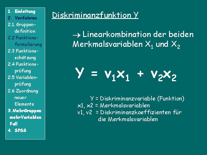 1. Einleitung 2. Verfahren 2. 1. Gruppendefinition 2. 2 Funktionsformulierung 2. 3 Funktionsschätzung 2.