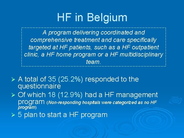 HF in Belgium A program delivering coordinated and comprehensive treatment and care specifically targeted