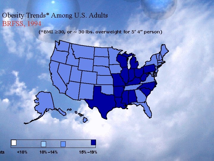 Obesity Trends* Among U. S. Adults BRFSS, 1994 ata (*BMI ≥ 30, or ~