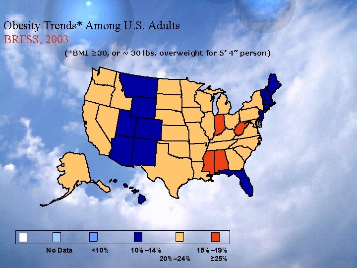 Obesity Trends* Among U. S. Adults BRFSS, 2003 (*BMI ≥ 30, or ~ 30