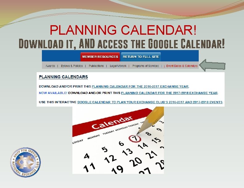 PLANNING CALENDAR! Download it, AND access the Google Calendar! 