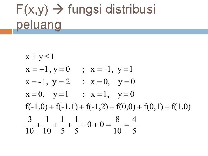 F(x, y) fungsi distribusi peluang 