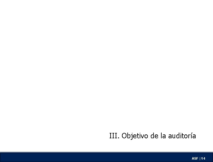 III. Objetivo de la auditoría ASF | 14 