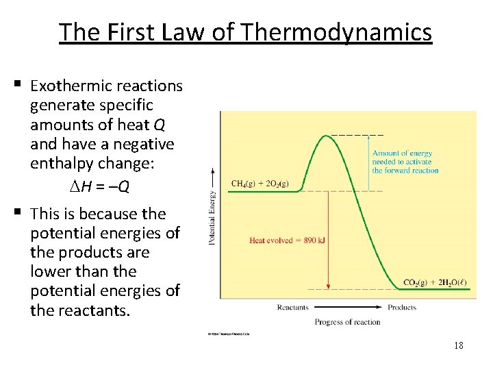 The First Law of Thermodynamics § Exothermic reactions generate specific amounts of heat Q