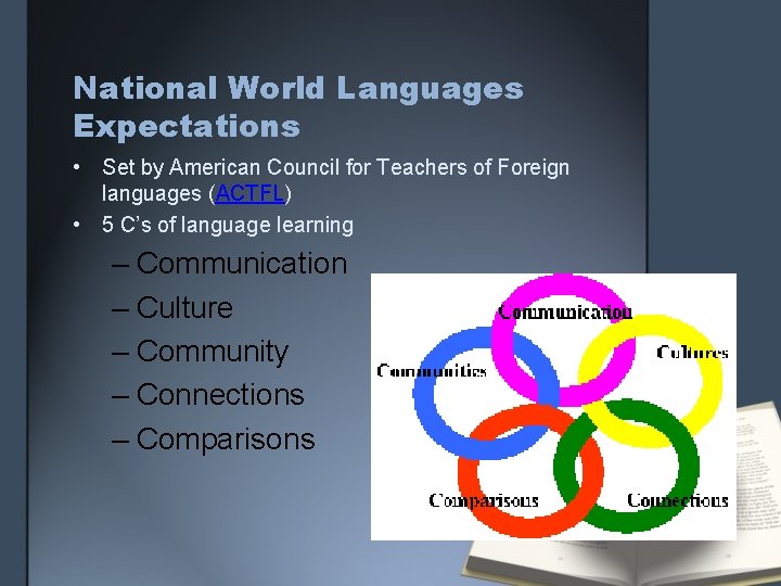 National World Languages Expectations • Set by American Council for Teachers of Foreign languages