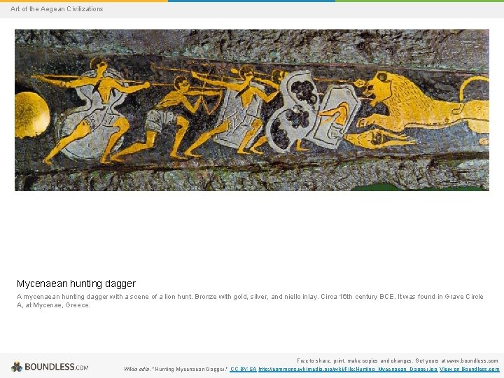 Art of the Aegean Civilizations Mycenaean hunting dagger A mycenaean hunting dagger with a
