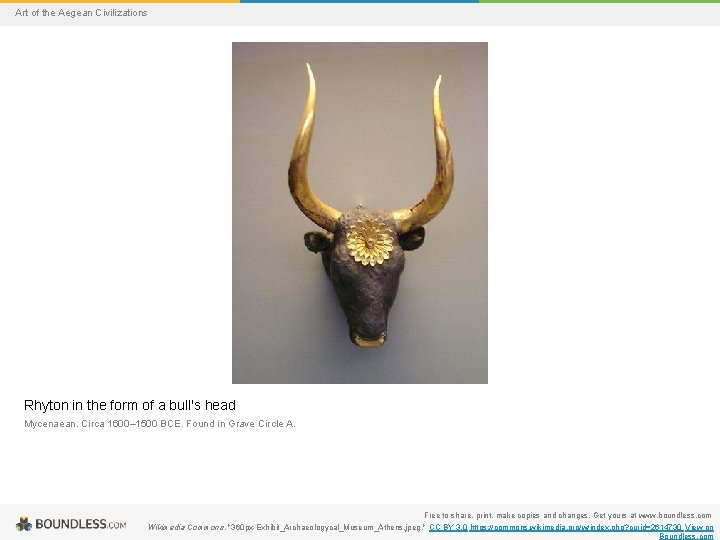 Art of the Aegean Civilizations Rhyton in the form of a bull's head Mycenaean.
