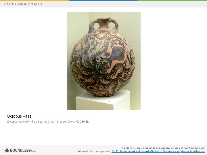 Art of the Aegean Civilizations Octopus vase from Palaikastro, Crete, Greece. Circa 1500 BCE.