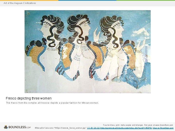 Art of the Aegean Civilizations Fresco depicting three women This fresco from the complex